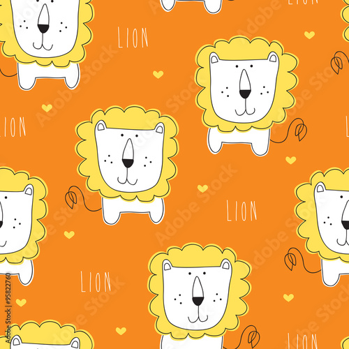 seamless lion pattern vector illustration