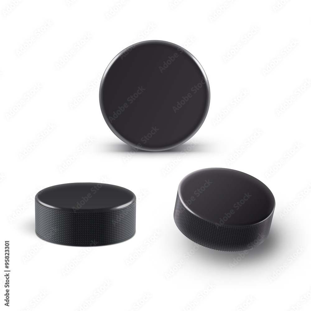Fototapeta premium Hockey puck isolated on white with shadow