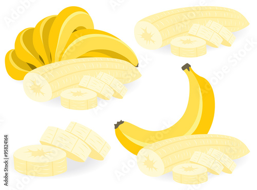 Sliced banana vector illustrations