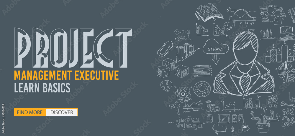 Project Management concept with Doodle design style