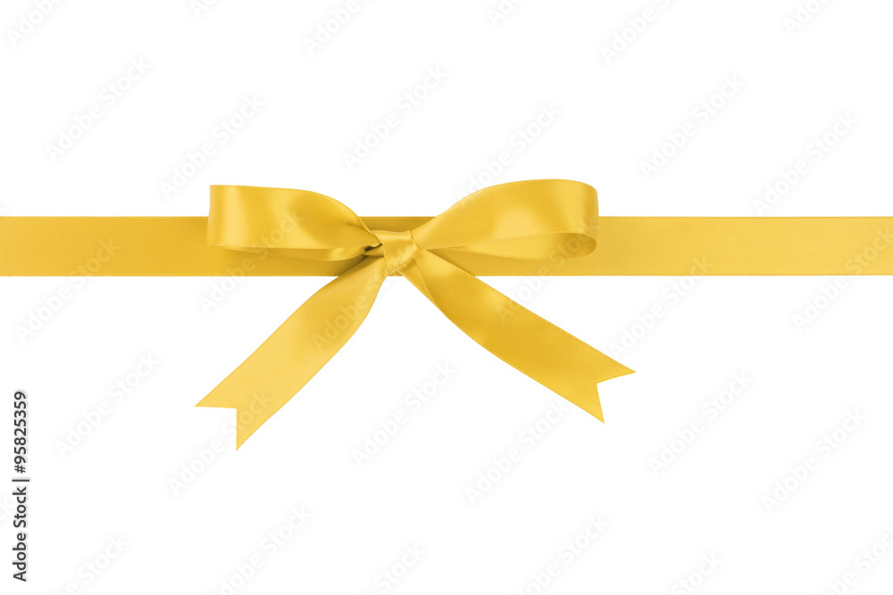 horizontal yellow ribbon with bow from above horizontal yellow ribbon with bow from above