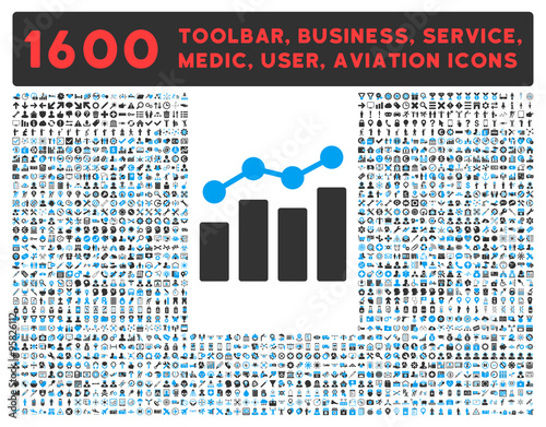 Analytics Icon With Large Pictogram Collection