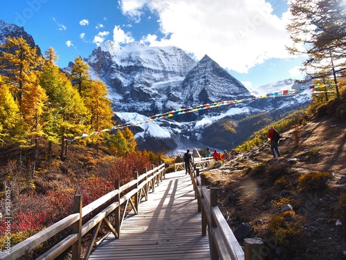   Trekking at Yading Nature Reserve in Daocheng County ,China photo