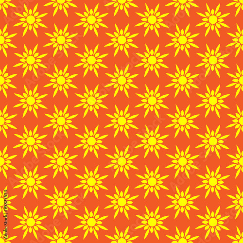 Cute seamless vector pattern of sun