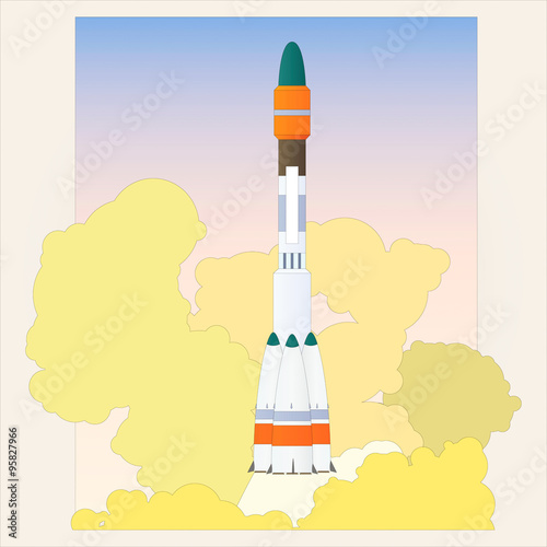 Start space rocket / Rocket transport before launching into space