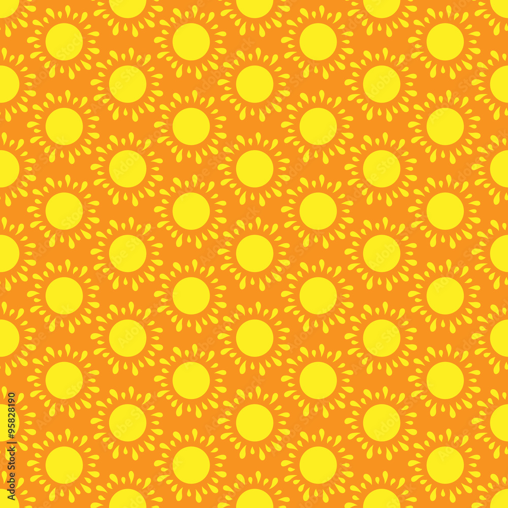 Cute seamless vector pattern of sun Cute seamless vector pattern of sun