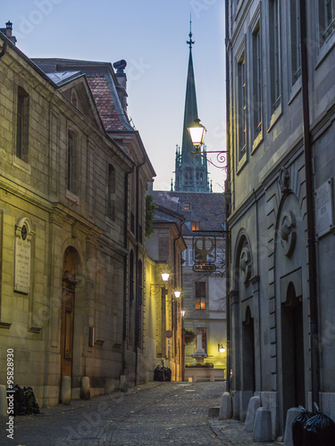 View of the cathedral in an autumn morning from the street of G