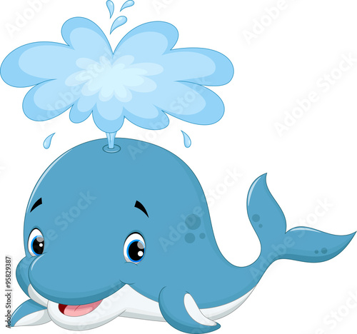 Vector illustration of cute whale cartoon