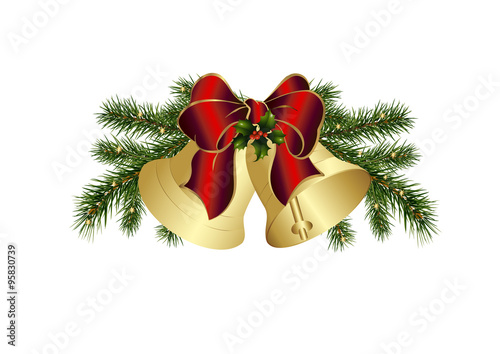 Weihnachtsglocken mit Tannengrün und Schleife