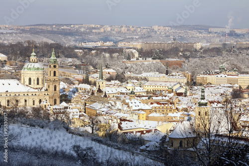 Snowy Prague St. Nicholas' Cathedral, Czech Republic