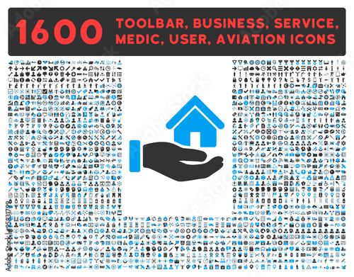 Real Estate Icon With Large Pictogram Collection