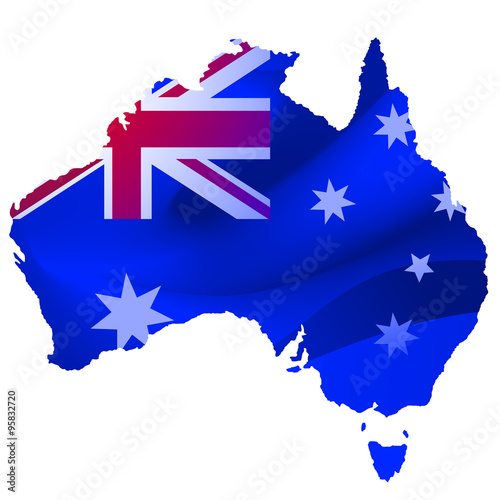 Map of Australia with locations on a blue background