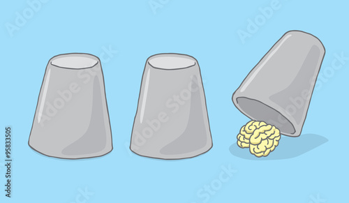 Brain hiding under cups game