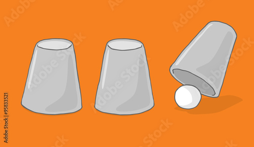 Cups and ball game unveilling a sphere