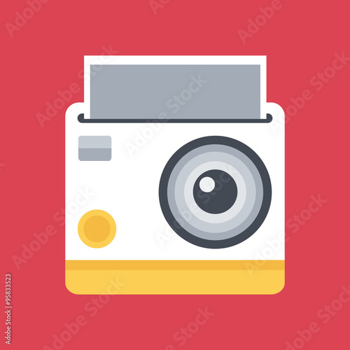 Flat design instant photo camera.