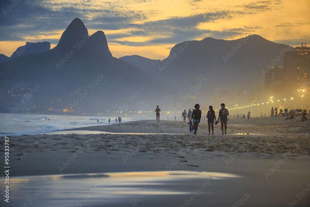 View of Ipanema Beach in the evening, Brazil View of Ipanema Beach in the evening, Brazil