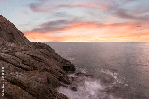 sunset over sea with storm