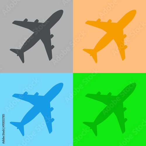 Icono plano avion en varios colores #3