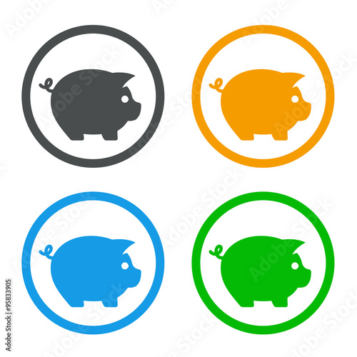 Icono plano cerdo en varios colores #1