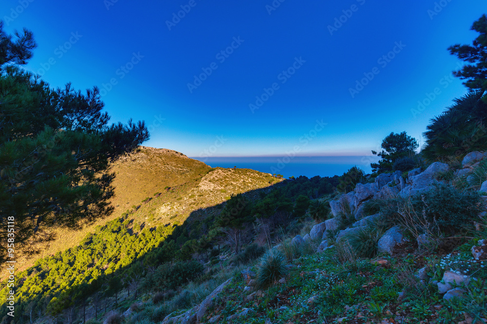 Hills of Capo Gallo, Sicily in Italy on Autumn November Landscap