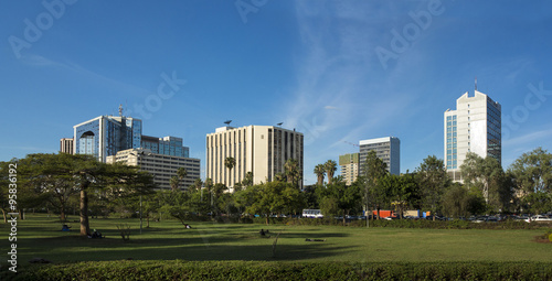 wide panorama of city center area of Nairobi, Kenya