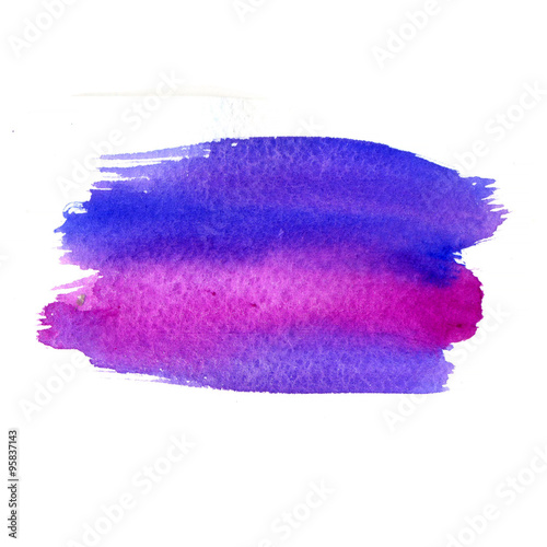 Multicolor watercolor strokes texture. Saturate blue, violet and magenta colors. Artistic background with canvas texture. Abstract paint stain