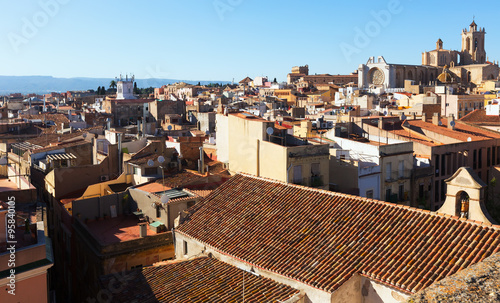 General view of Catalan city with Cathedral. Tarragona