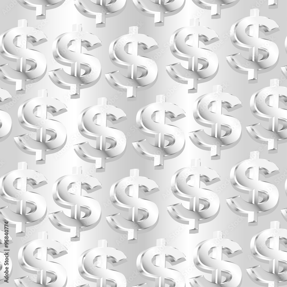 Silver dollar symbol in a seamless pattern Silver dollar symbol in a seamless pattern