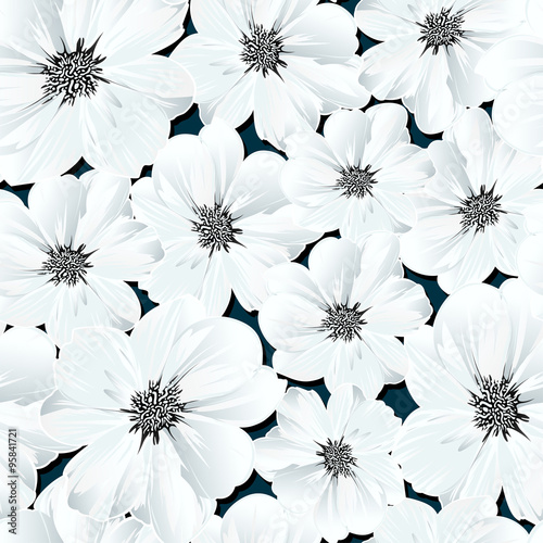 Small white flowers in a seamless pattern