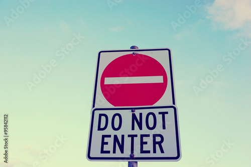 Do not enter sign on blue s...