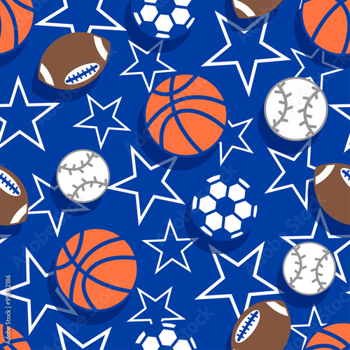 Sports balls seamless pattern