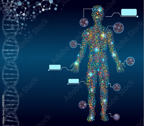 Abstract medical background with male figure