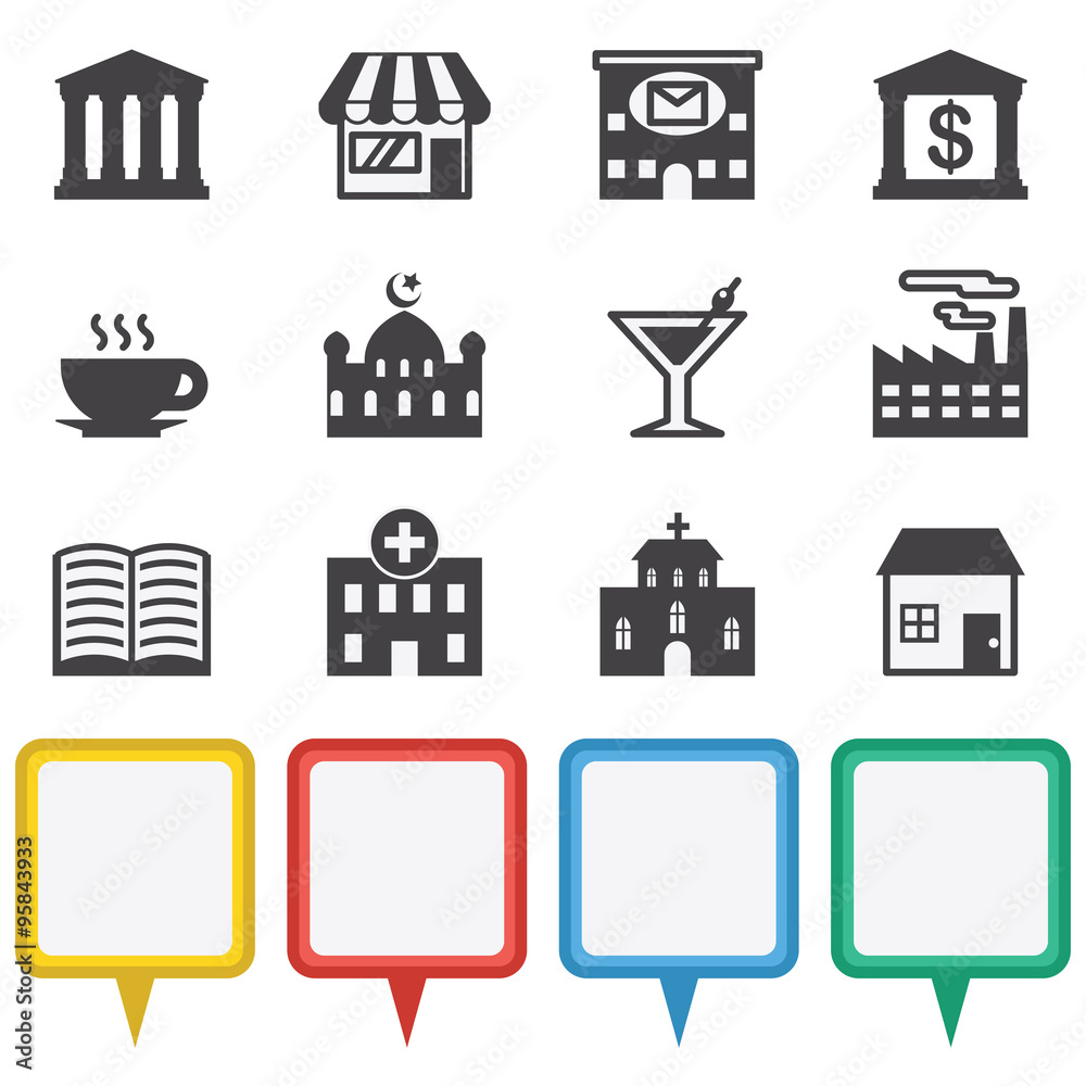 Map and Location Icons set Map and Location Icons set