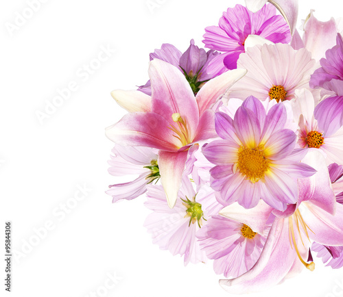 Beautiful bouquet pink flowers garden on white background isolat © red150770