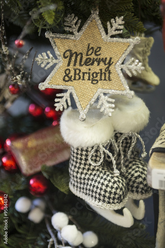 Christmas tree decoration ornaments for the holidays, be merry and bright