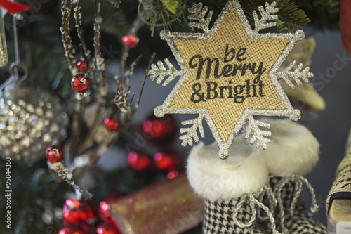 Christmas tree decoration ornaments for the holidays, be merry and bright