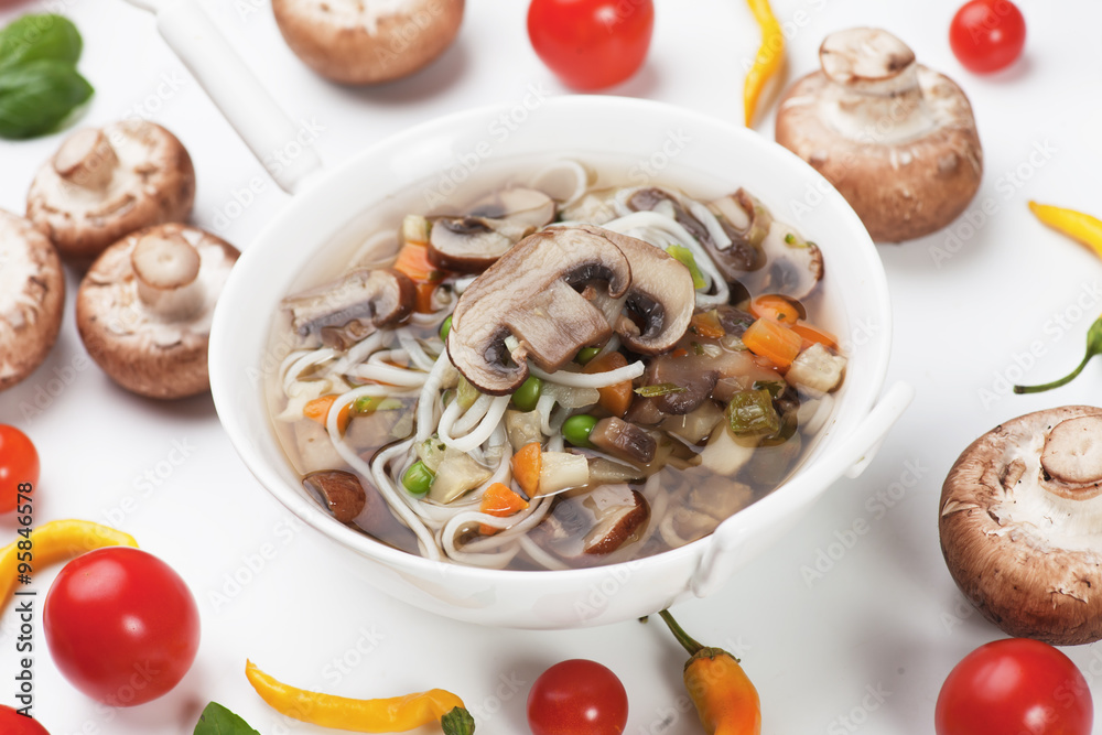 Mushroom and noodle soup Mushroom and noodle soup