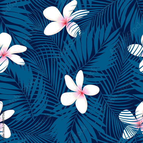 Tropical Plumeria floral seamless pattern