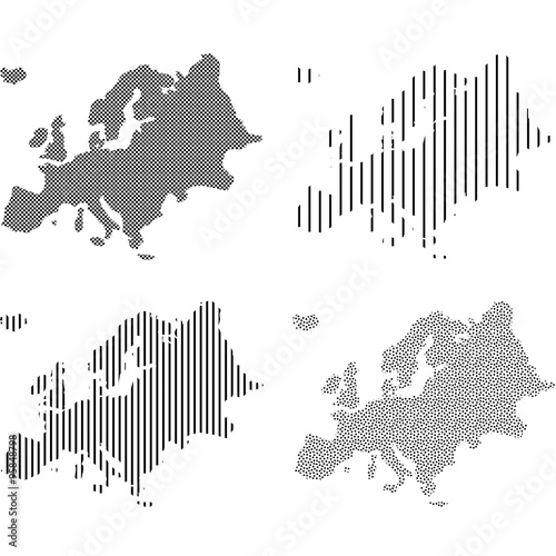 Europa Karte in vier unterschiedlichen Mustern