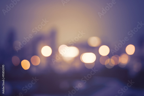 Abstract urban night light bokeh, defocused background