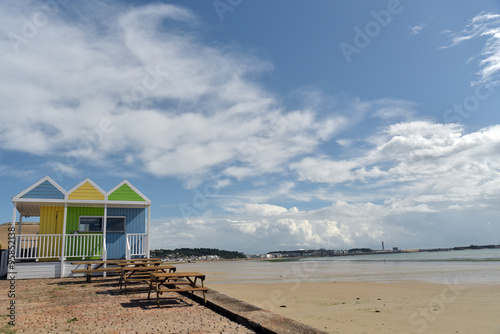 Beach huts on Saint Aubins Bay  Jersey