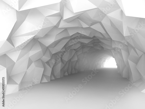 Fototapeta Naklejka Na Ścianę i Meble -  Tunnel interior with chaotic polygonal relief of walls