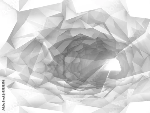 Obraz rozświetlony tunel z reliefem kryształu, 3d