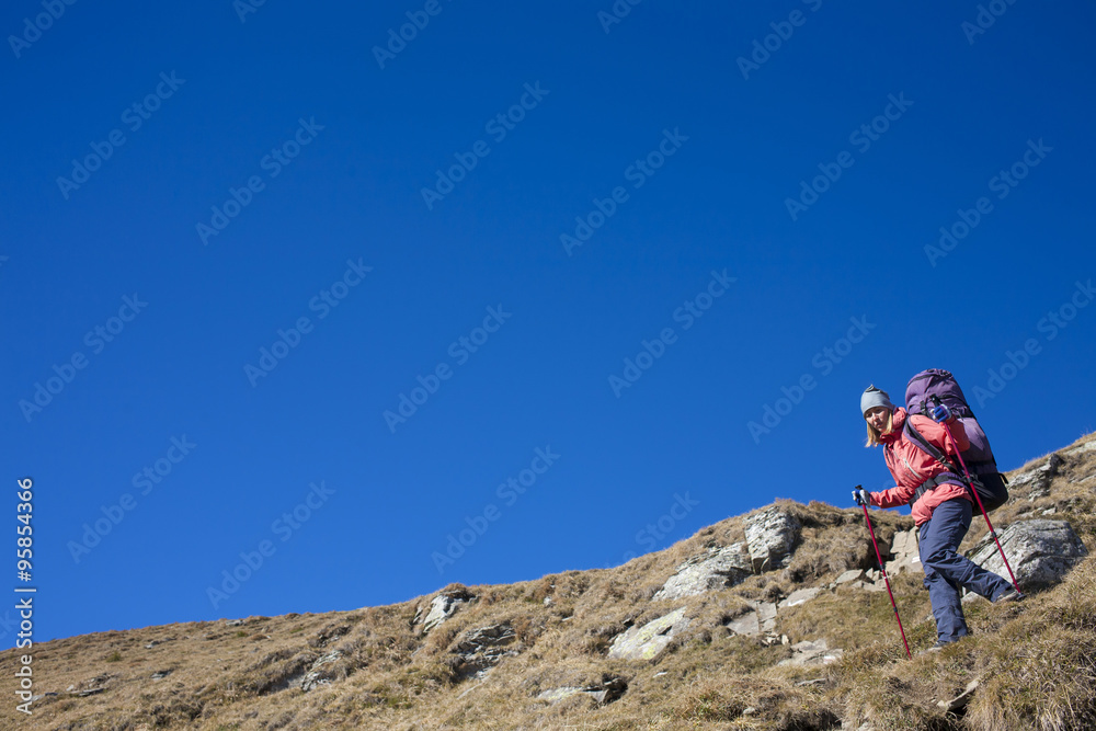 The girl coming down the mountain.