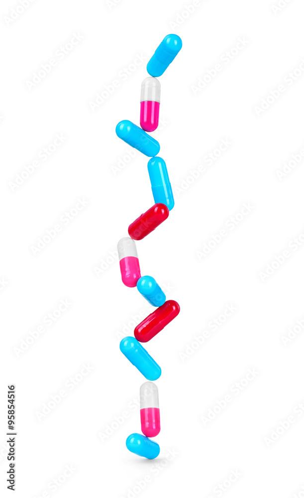 Stack of capsules isolated on white background Stack of capsules isolated on white background