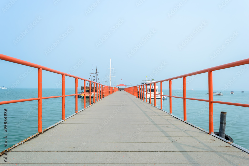 long jetty pier with sky in Samui,Thailand