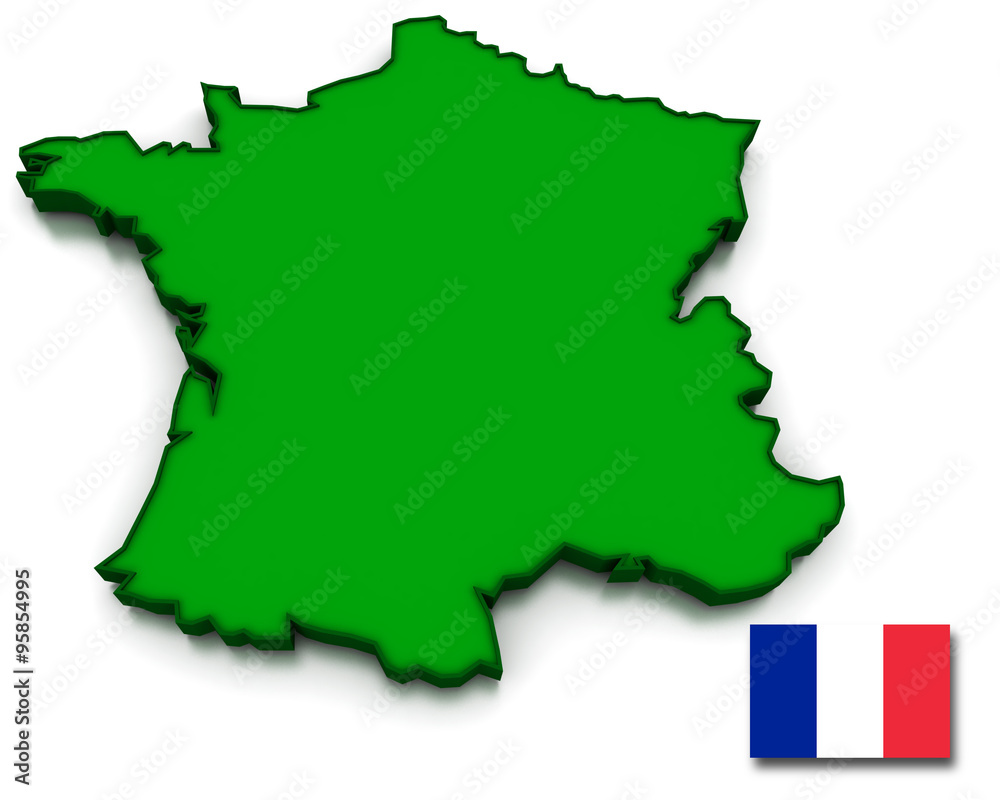 Fototapeta premium France Map and Flag