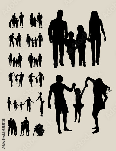 Happy Family Silhouettes, art vector design