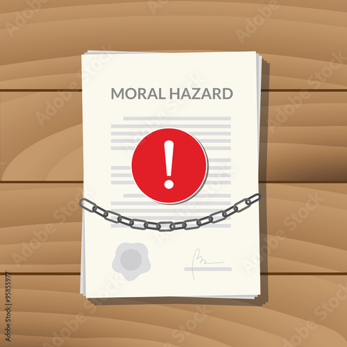 moral hazard with paper chain and alert sign