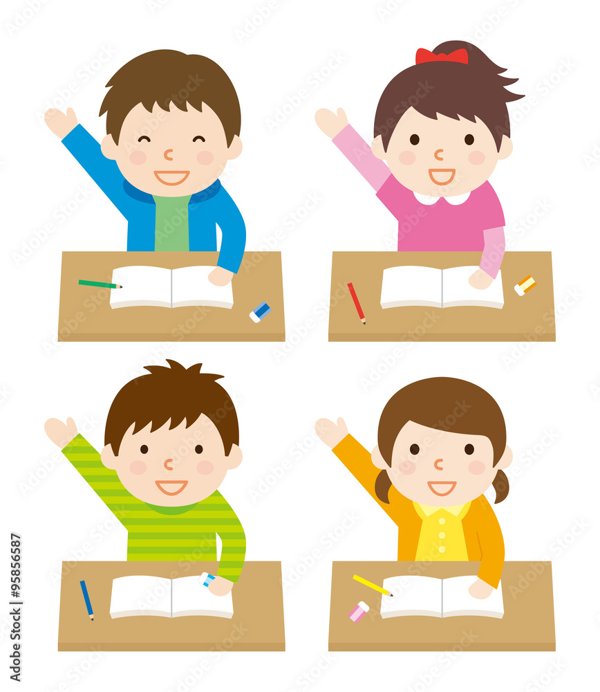 授業風景 挙手 Stock イラスト Adobe Stock